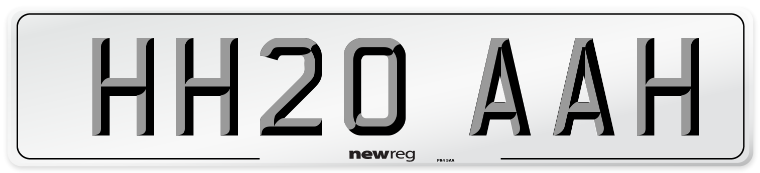 HH20 AAH Number Plate from New Reg